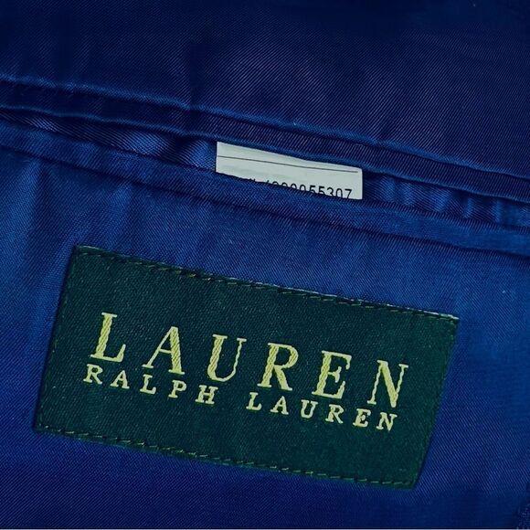 100% Wool Men’s 42L Lauren Ralph Lauren Blazer Navy Blue Modern Fit Coat Jacket - Picture 14 of 16